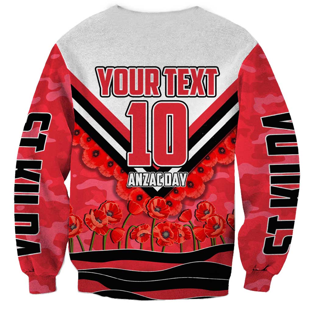 Personalised St Kilda Saints ANZAC Sweatshirt Military Remembrance Australian Football Mascot Camouflage