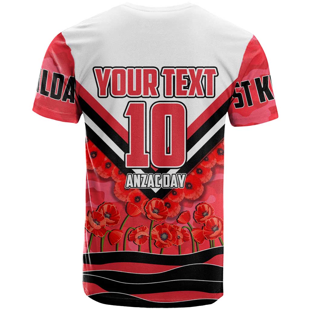 Personalised St Kilda Saints ANZAC T Shirt Military Remembrance Australian Football Mascot Camouflage