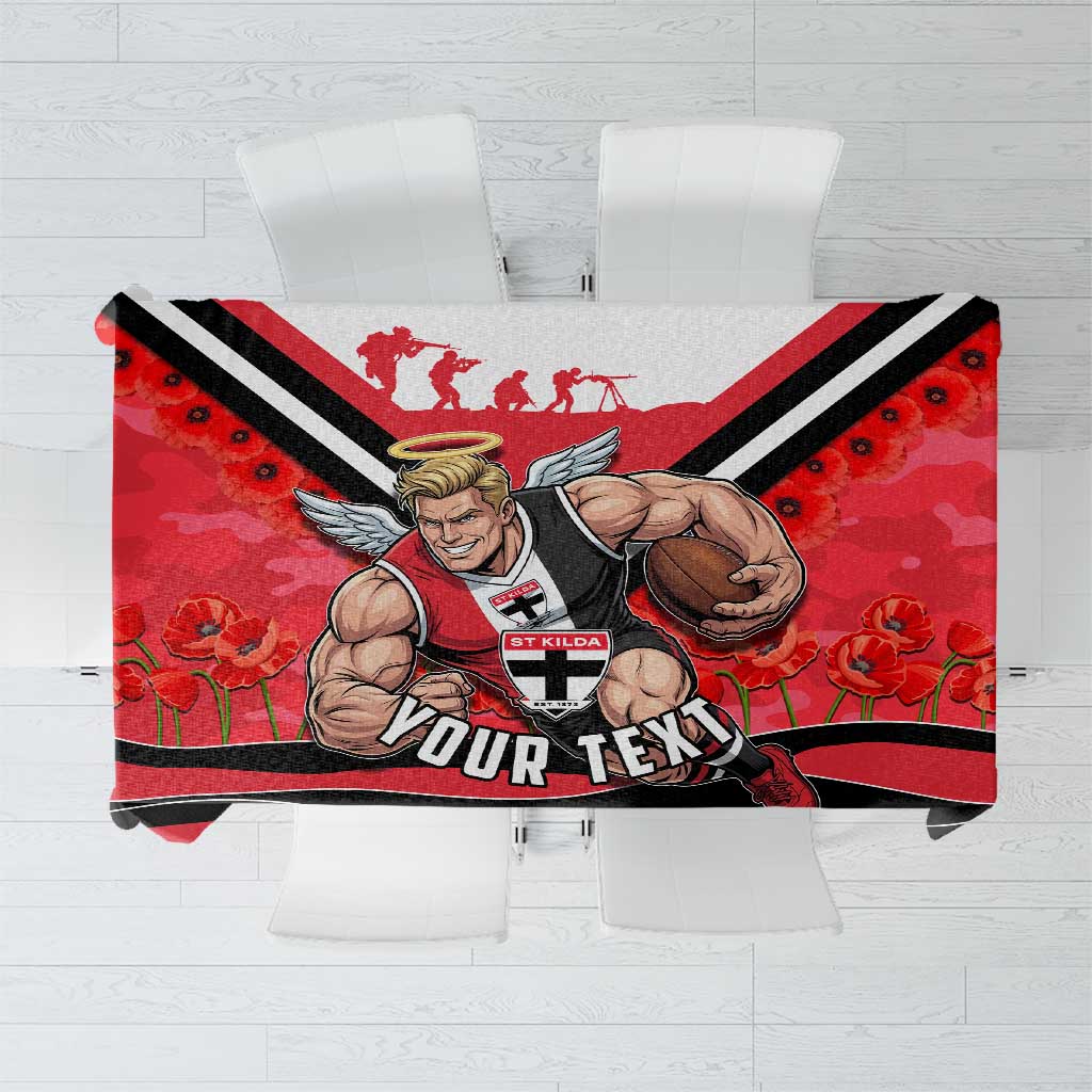 Personalised St Kilda Saints ANZAC Tablecloth Military Remembrance Australian Football Mascot Camouflage