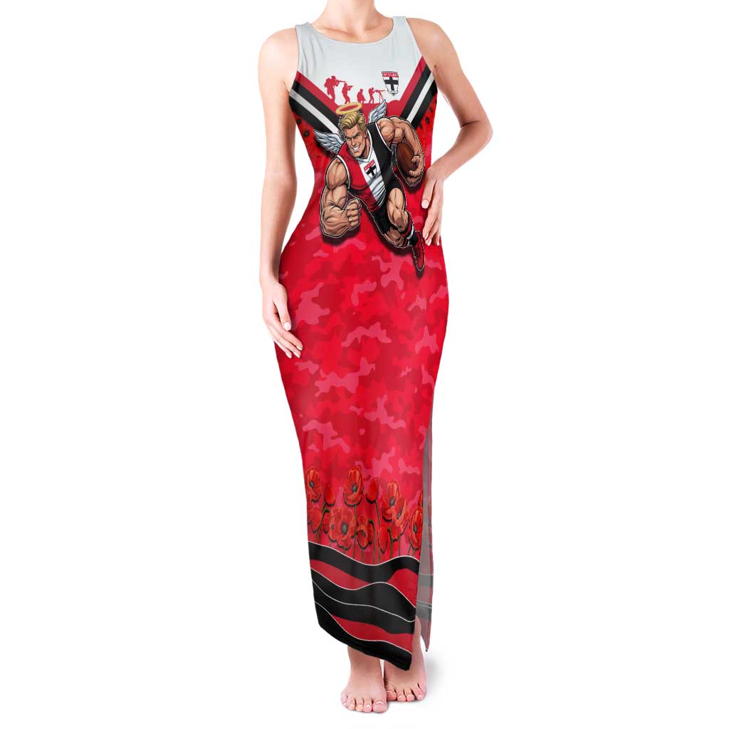 Personalised St Kilda Saints ANZAC Tank Maxi Dress Military Remembrance Australian Football Mascot Camouflage