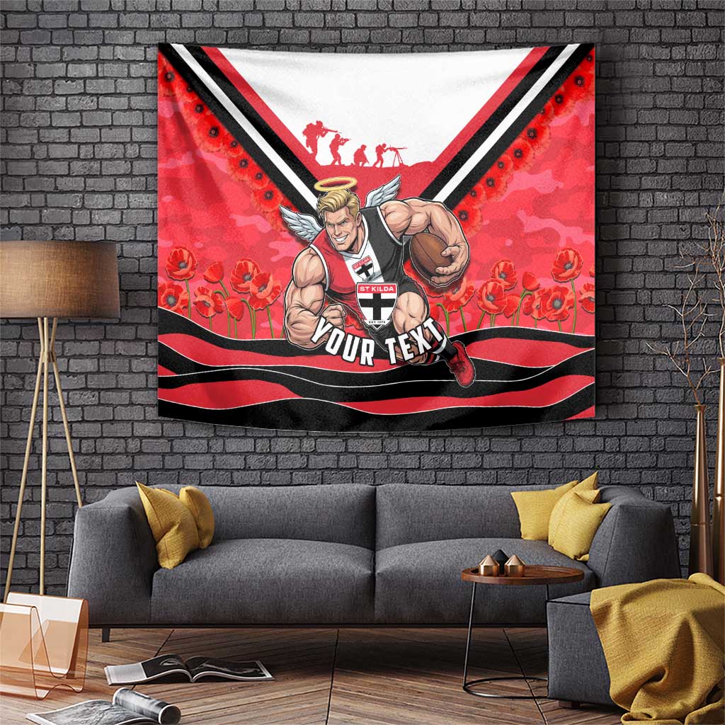 Personalised St Kilda Saints ANZAC Tapestry Military Remembrance Australian Football Mascot Camouflage