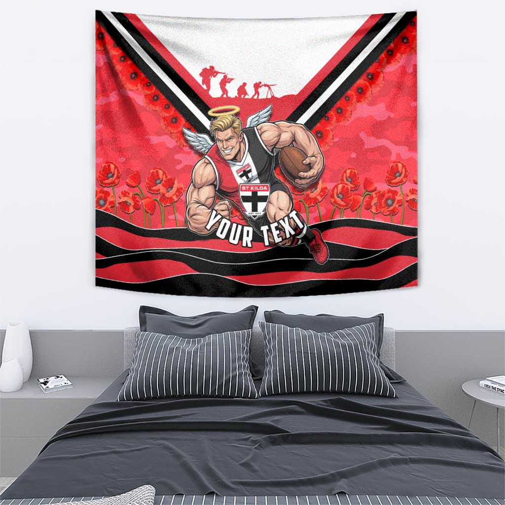 Personalised St Kilda Saints ANZAC Tapestry Military Remembrance Australian Football Mascot Camouflage