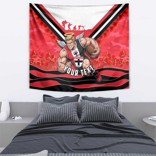 Personalised St Kilda Saints ANZAC Tapestry Military Remembrance Australian Football Mascot Camouflage