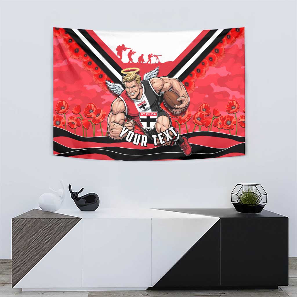 Personalised St Kilda Saints ANZAC Tapestry Military Remembrance Australian Football Mascot Camouflage