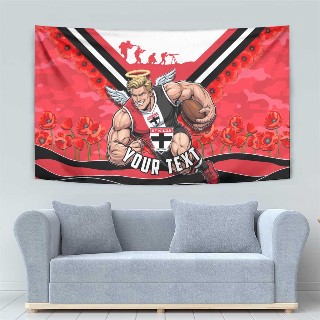 Personalised St Kilda Saints ANZAC Tapestry Military Remembrance Australian Football Mascot Camouflage