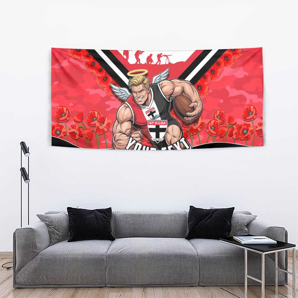 Personalised St Kilda Saints ANZAC Tapestry Military Remembrance Australian Football Mascot Camouflage