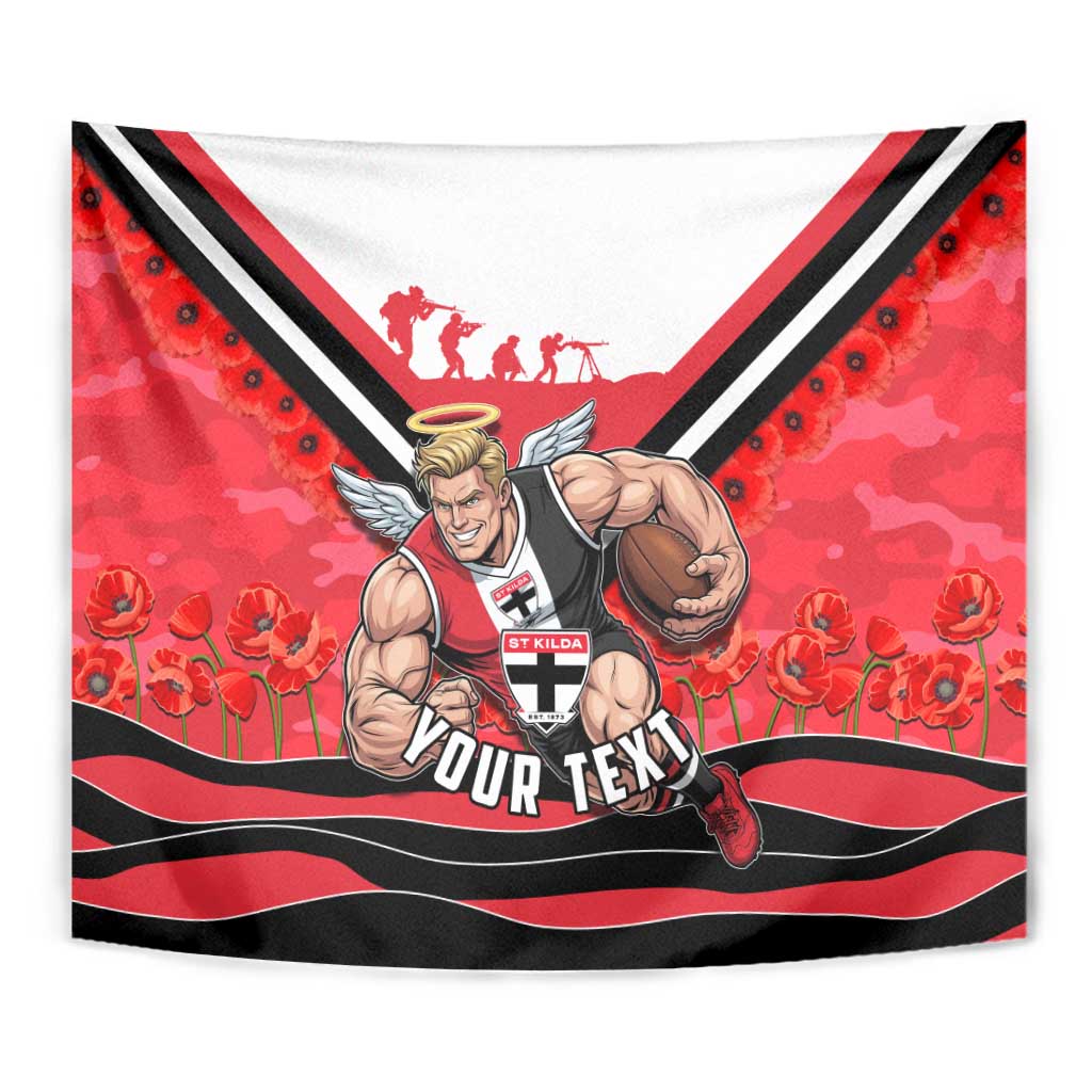 Personalised St Kilda Saints ANZAC Tapestry Military Remembrance Australian Football Mascot Camouflage