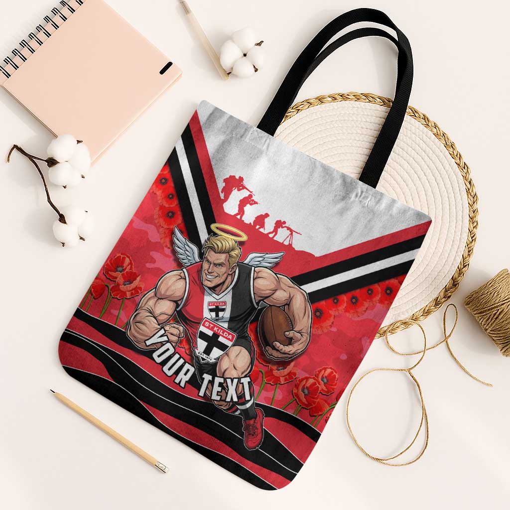 Personalised St Kilda Saints ANZAC Tote Bag Military Remembrance Australian Football Mascot Camouflage