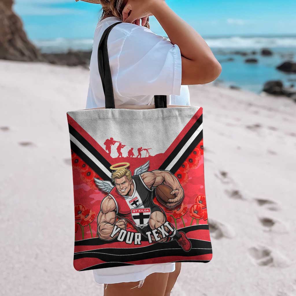 Personalised St Kilda Saints ANZAC Tote Bag Military Remembrance Australian Football Mascot Camouflage