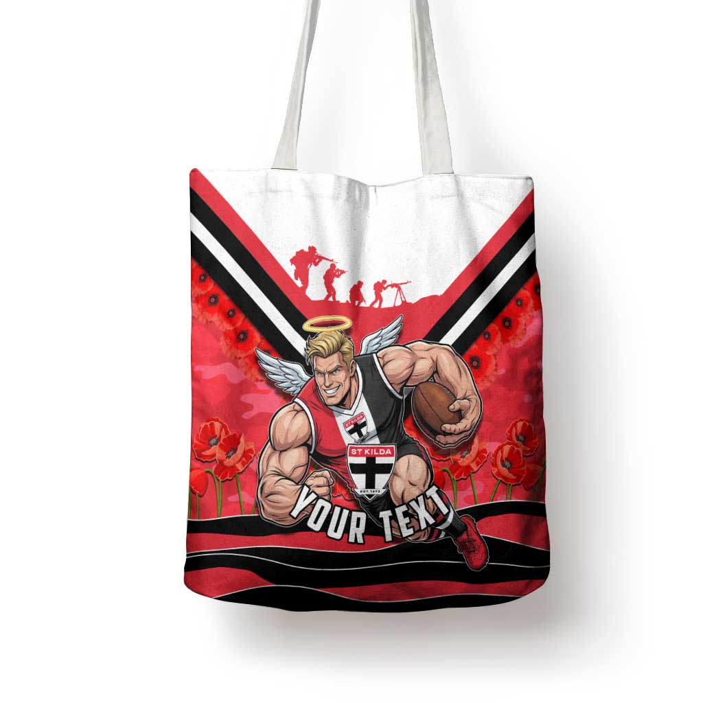 Personalised St Kilda Saints ANZAC Tote Bag Military Remembrance Australian Football Mascot Camouflage