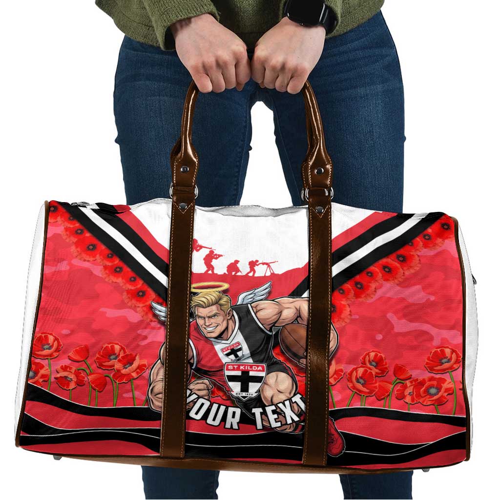 Personalised St Kilda Saints ANZAC Travel Bag Military Remembrance Australian Football Mascot Camouflage