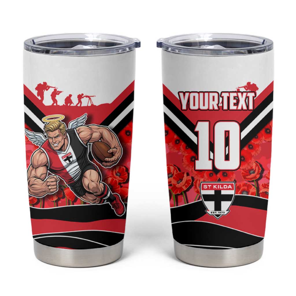 Personalised St Kilda Saints ANZAC Tumbler Cup Military Remembrance Australian Football Mascot Camouflage