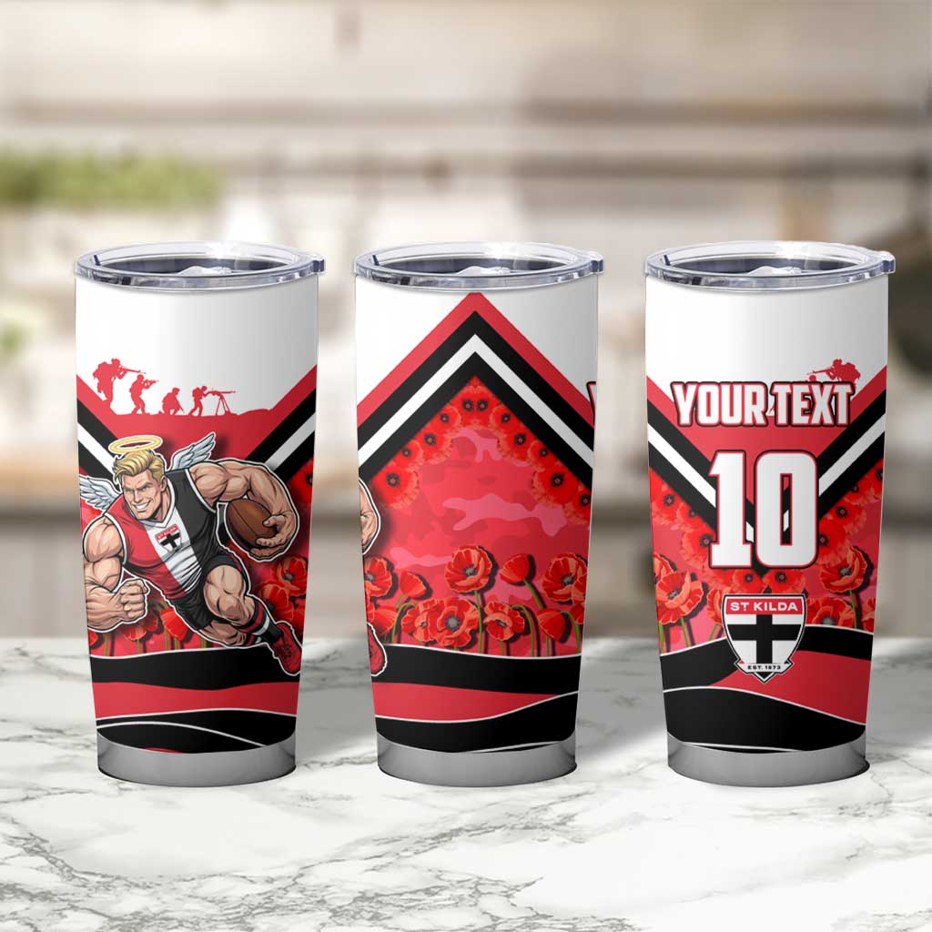 Personalised St Kilda Saints ANZAC Tumbler Cup Military Remembrance Australian Football Mascot Camouflage