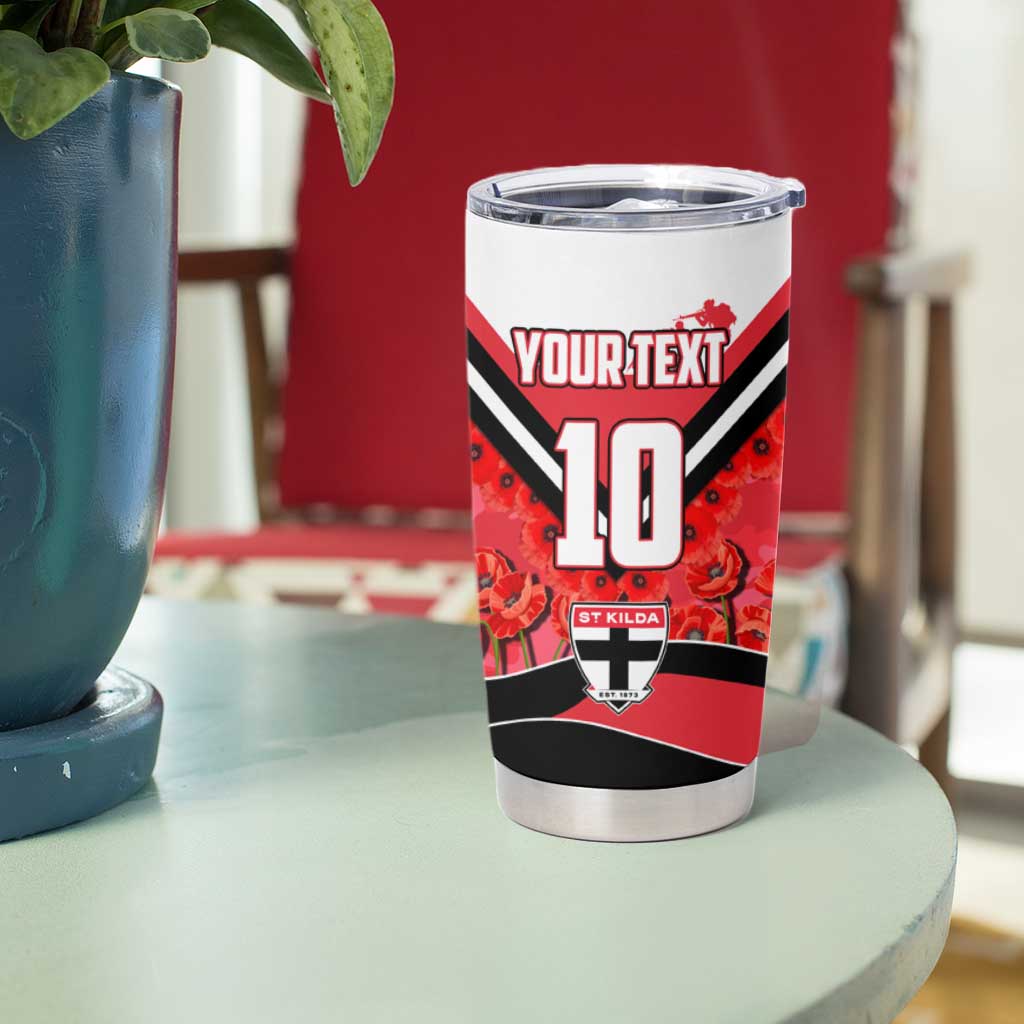 Personalised St Kilda Saints ANZAC Tumbler Cup Military Remembrance Australian Football Mascot Camouflage