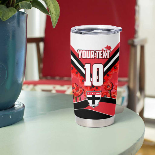 Personalised St Kilda Saints ANZAC Tumbler Cup Military Remembrance Australian Football Mascot Camouflage