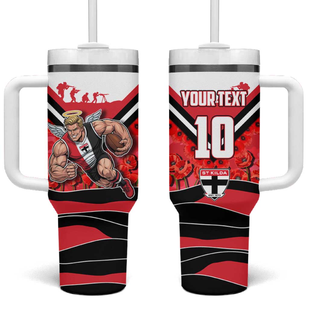Personalised St Kilda Saints ANZAC Tumbler With Handle Military Remembrance Australian Football Mascot Camouflage