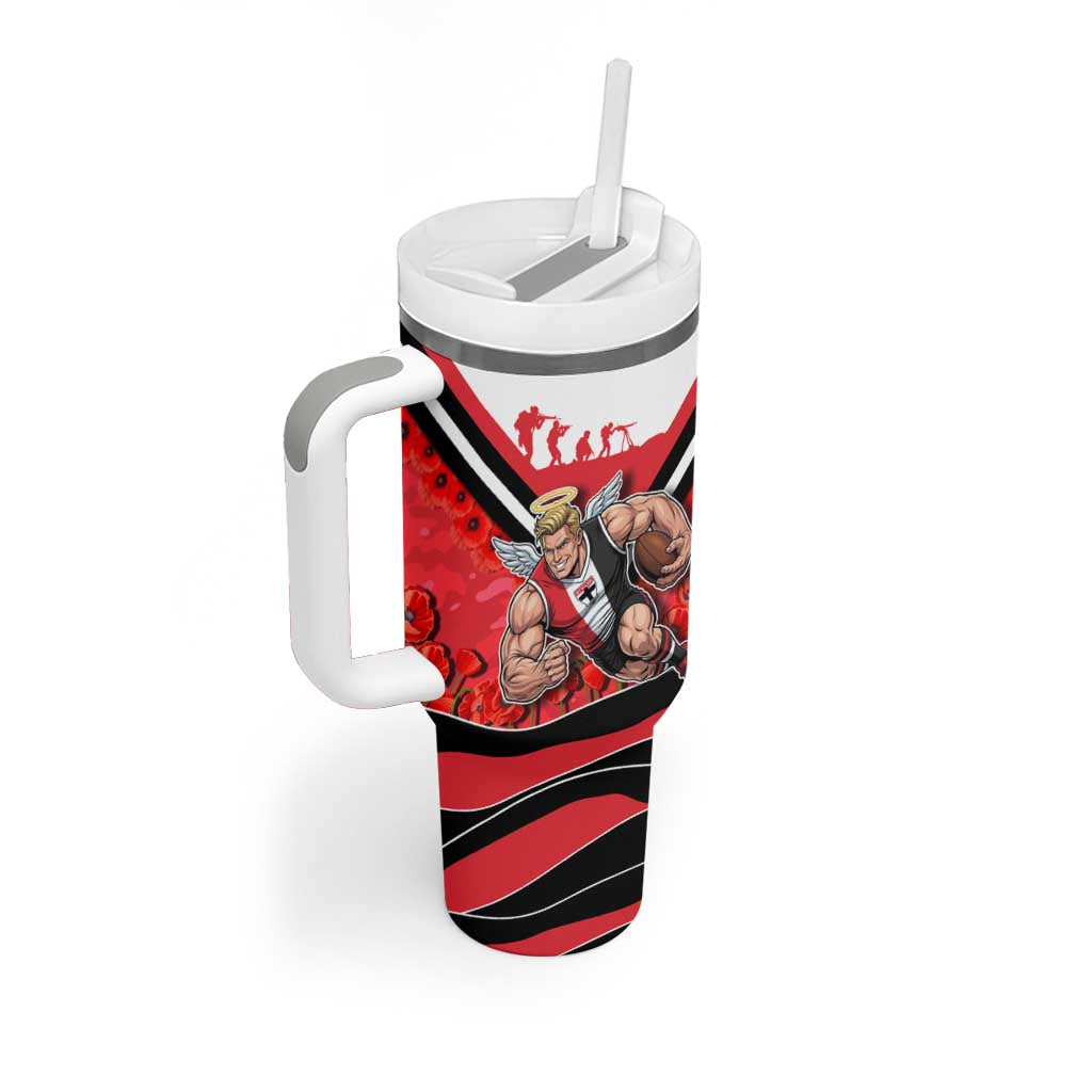 Personalised St Kilda Saints ANZAC Tumbler With Handle Military Remembrance Australian Football Mascot Camouflage
