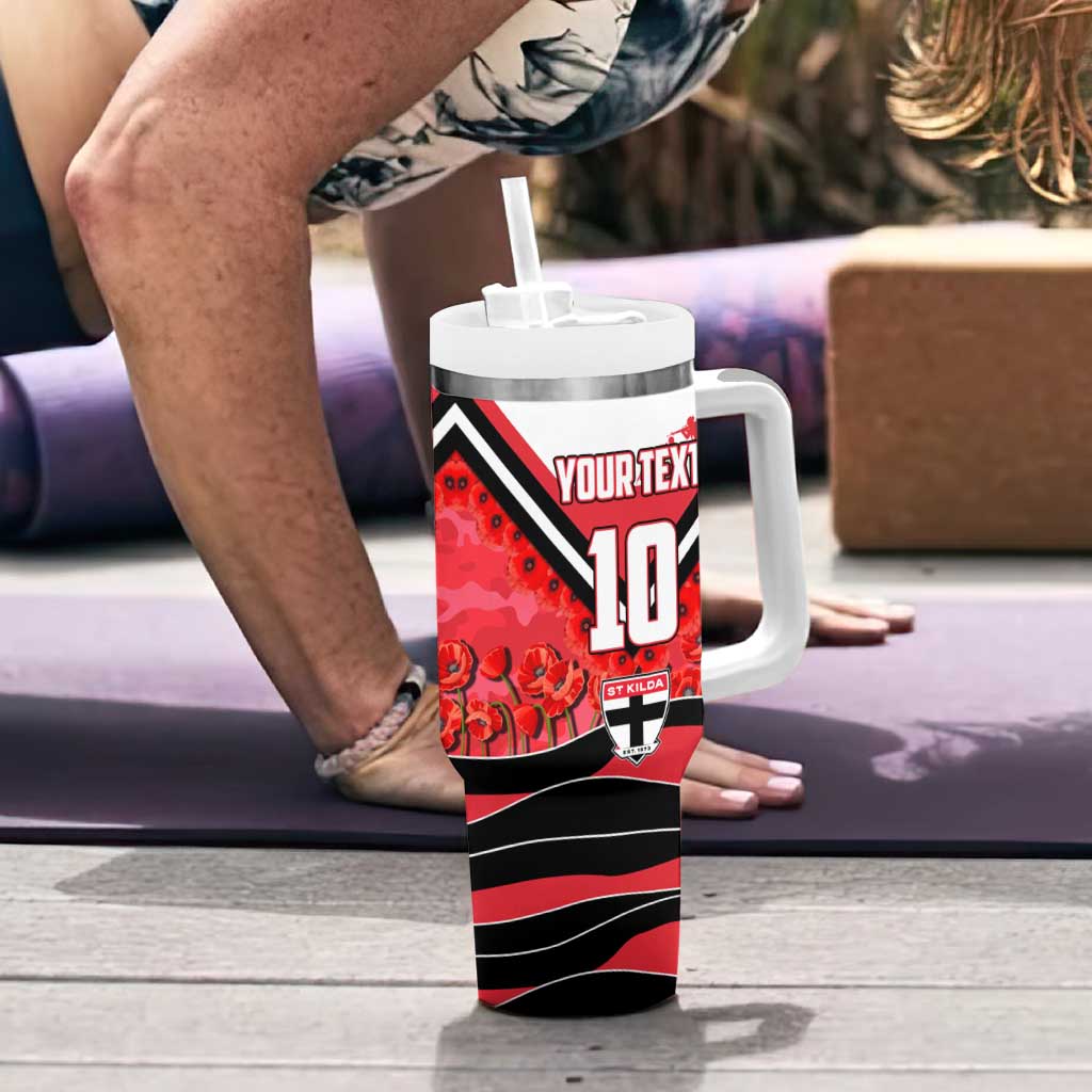 Personalised St Kilda Saints ANZAC Tumbler With Handle Military Remembrance Australian Football Mascot Camouflage