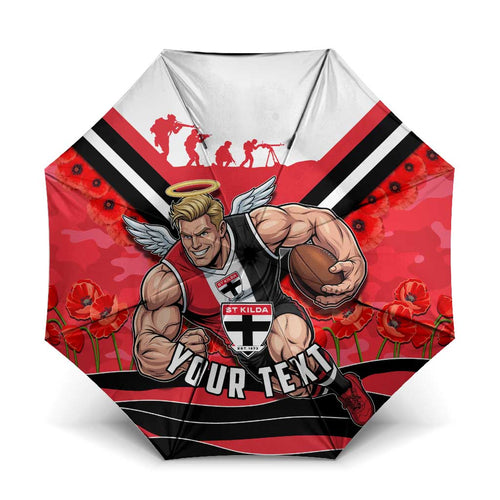 Personalised St Kilda Saints ANZAC Umbrella Military Remembrance Australian Football Mascot Camouflage