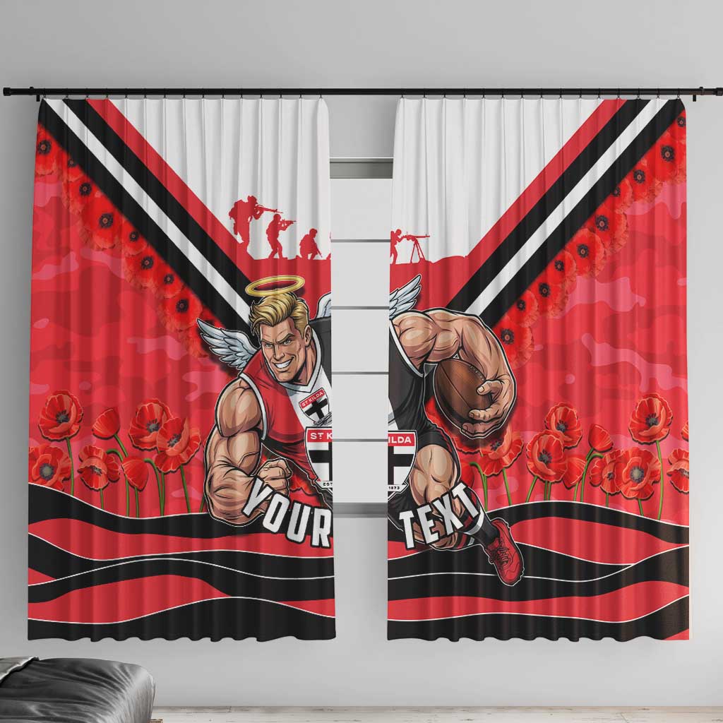 Personalised St Kilda Saints ANZAC Window Curtain Military Remembrance Australian Football Mascot Camouflage