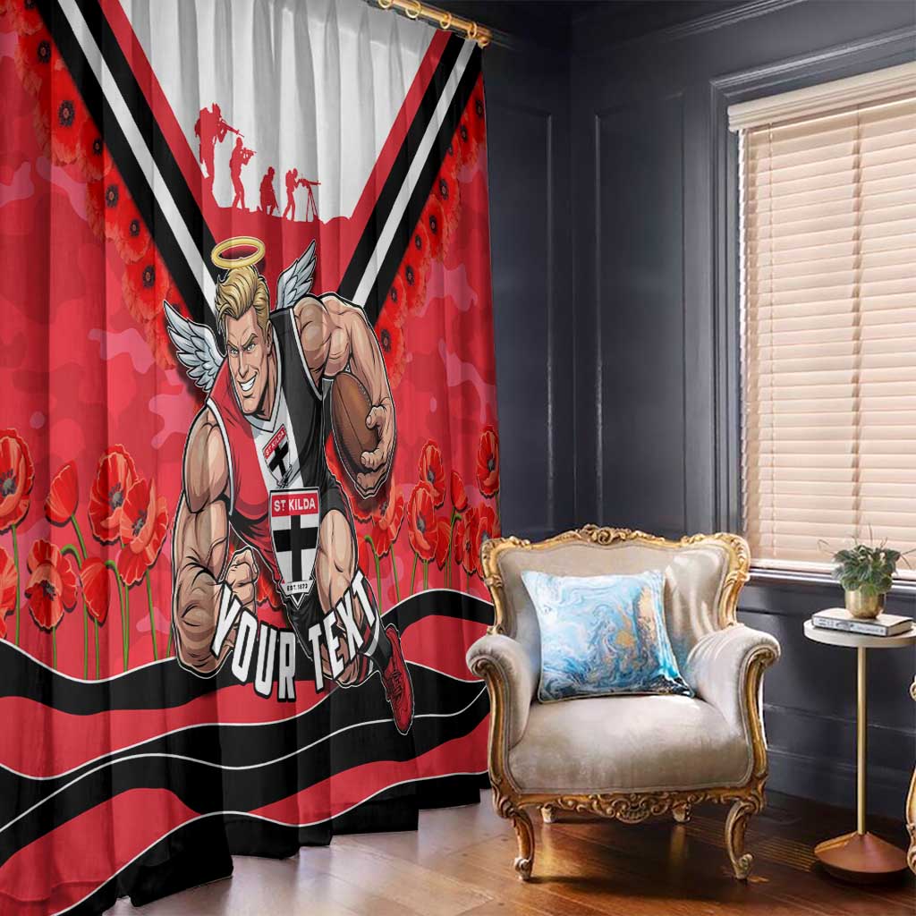 Personalised St Kilda Saints ANZAC Window Curtain Military Remembrance Australian Football Mascot Camouflage
