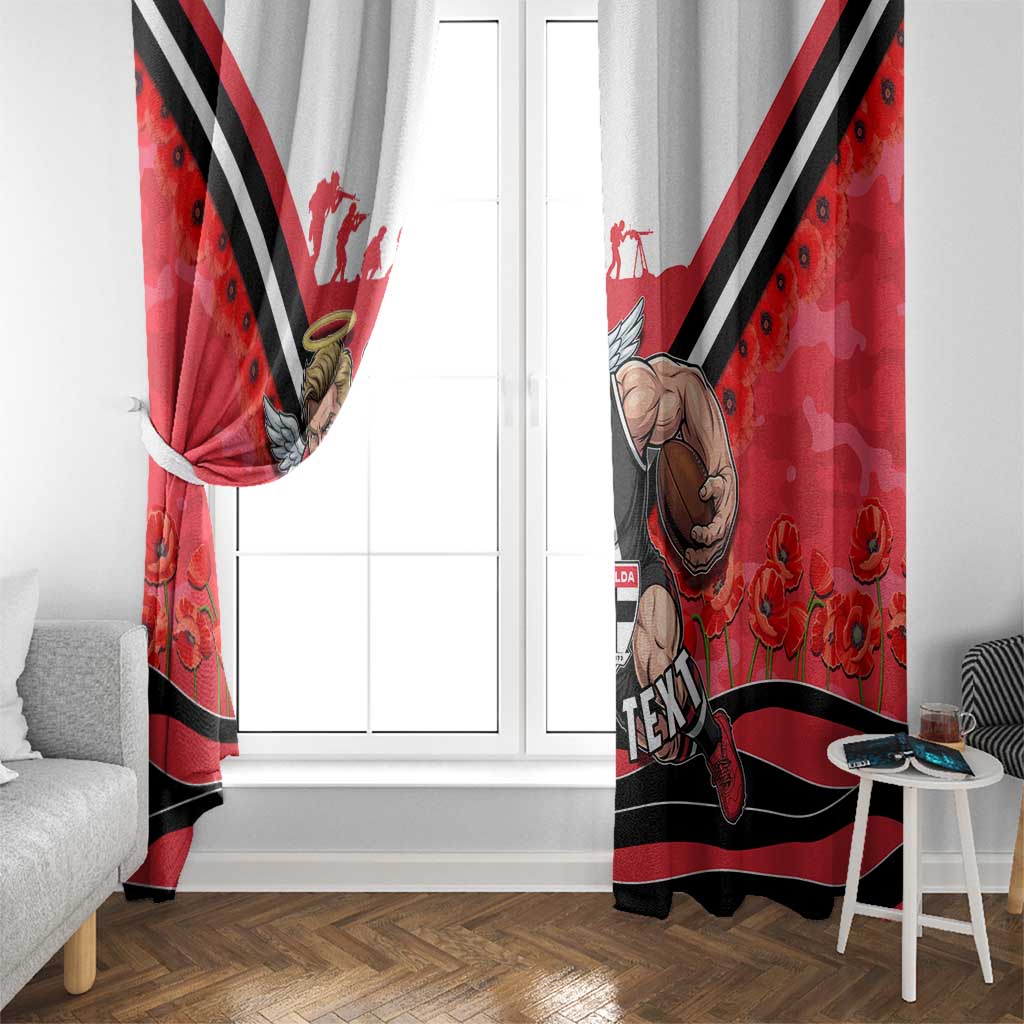 Personalised St Kilda Saints ANZAC Window Curtain Military Remembrance Australian Football Mascot Camouflage
