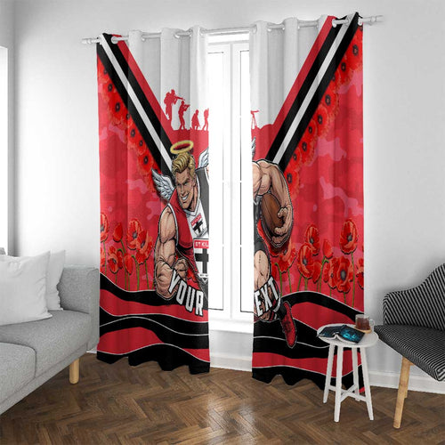 Personalised St Kilda Saints ANZAC Window Curtain Military Remembrance Australian Football Mascot Camouflage