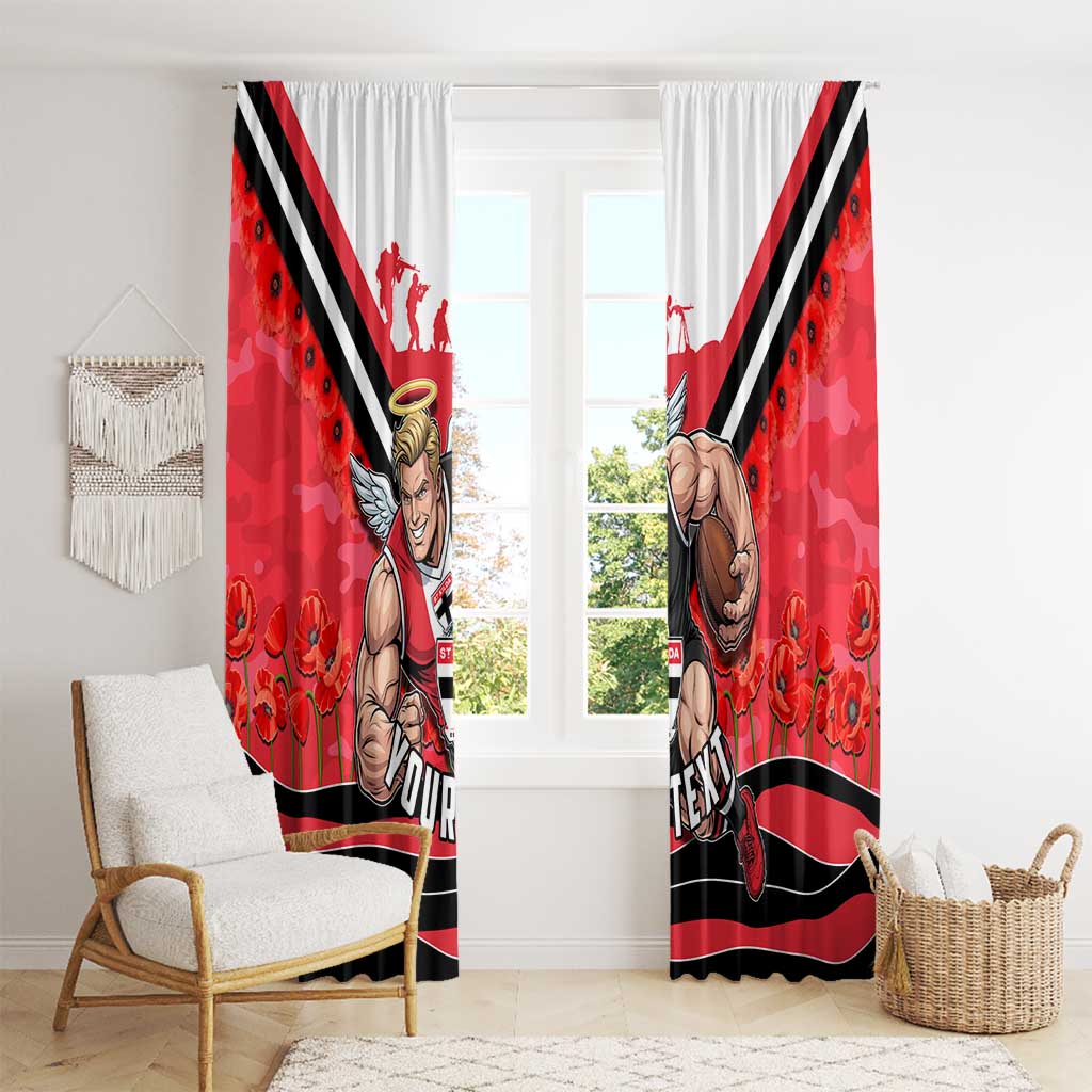 Personalised St Kilda Saints ANZAC Window Curtain Military Remembrance Australian Football Mascot Camouflage