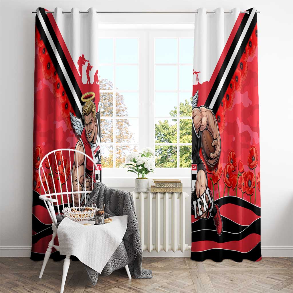 Personalised St Kilda Saints ANZAC Window Curtain Military Remembrance Australian Football Mascot Camouflage