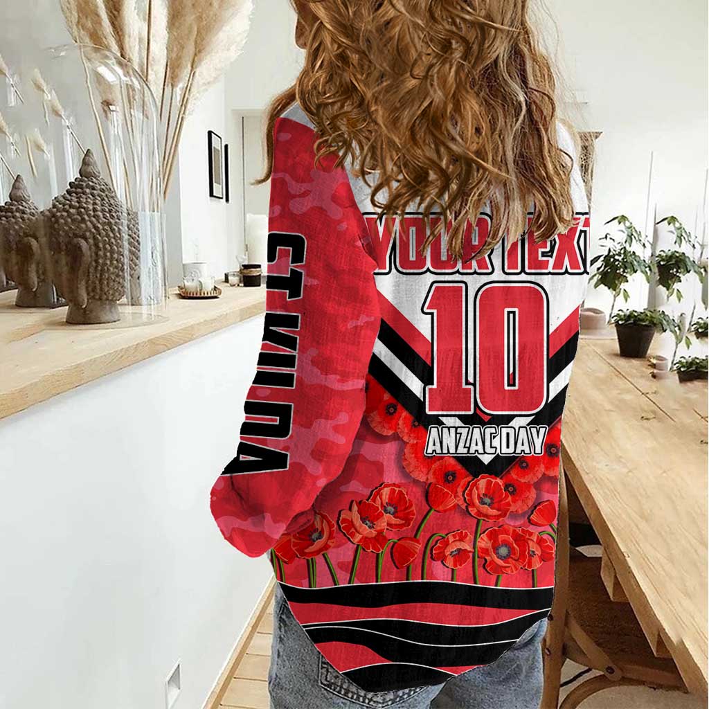 Personalised St Kilda Saints ANZAC Women Casual Shirt Military Remembrance Australian Football Mascot Camouflage