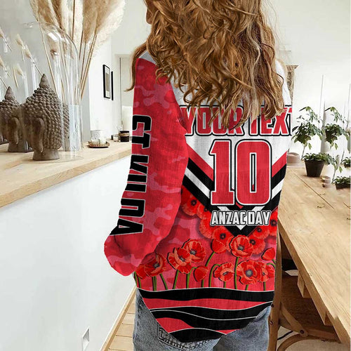 Personalised St Kilda Saints ANZAC Women Casual Shirt Military Remembrance Australian Football Mascot Camouflage