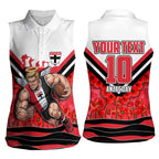 Personalised St Kilda Saints ANZAC Women Sleeveless Polo Shirt Military Remembrance Australian Football Mascot Camouflage