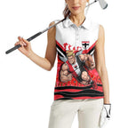 Personalised St Kilda Saints ANZAC Women Sleeveless Polo Shirt Military Remembrance Australian Football Mascot Camouflage