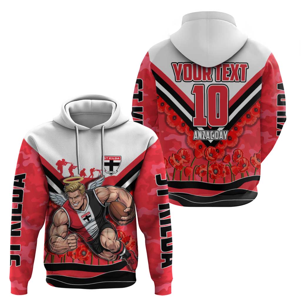 Personalised St Kilda Saints ANZAC Zip Hoodie Military Remembrance Australian Football Mascot Camouflage