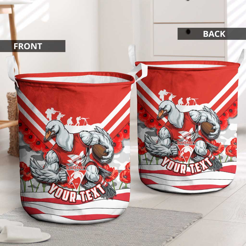 Personalised Sydney Swans ANZAC Laundry Basket Military Remembrance Australian Football Mascot Camouflage