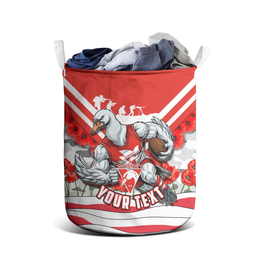 Personalised Sydney Swans ANZAC Laundry Basket Military Remembrance Australian Football Mascot Camouflage