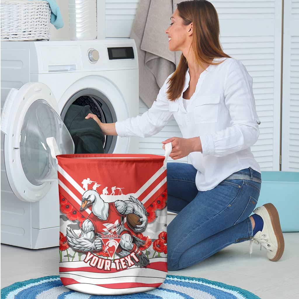 Personalised Sydney Swans ANZAC Laundry Basket Military Remembrance Australian Football Mascot Camouflage