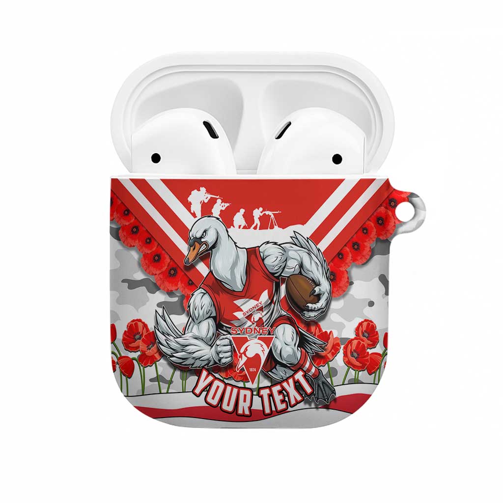 Personalised Sydney Swans ANZAC AirPods Case Military Remembrance Australian Football Mascot Camouflage