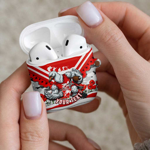 Personalised Sydney Swans ANZAC AirPods Case Military Remembrance Australian Football Mascot Camouflage