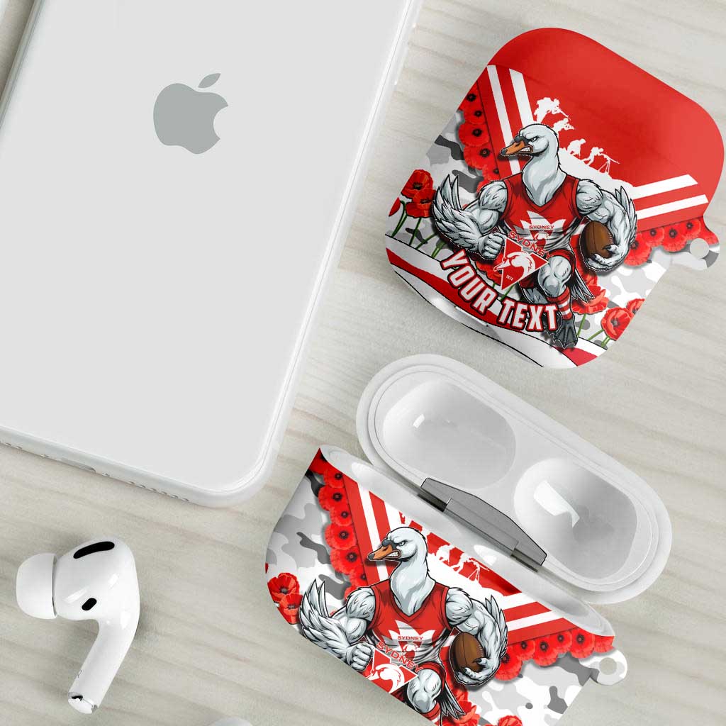 Personalised Sydney Swans ANZAC AirPods Case Military Remembrance Australian Football Mascot Camouflage