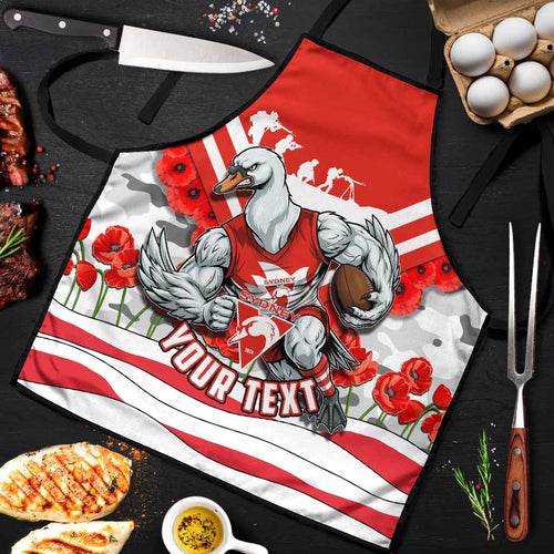 Personalised Sydney Swans ANZAC Apron Military Remembrance Australian Football Mascot Camouflage