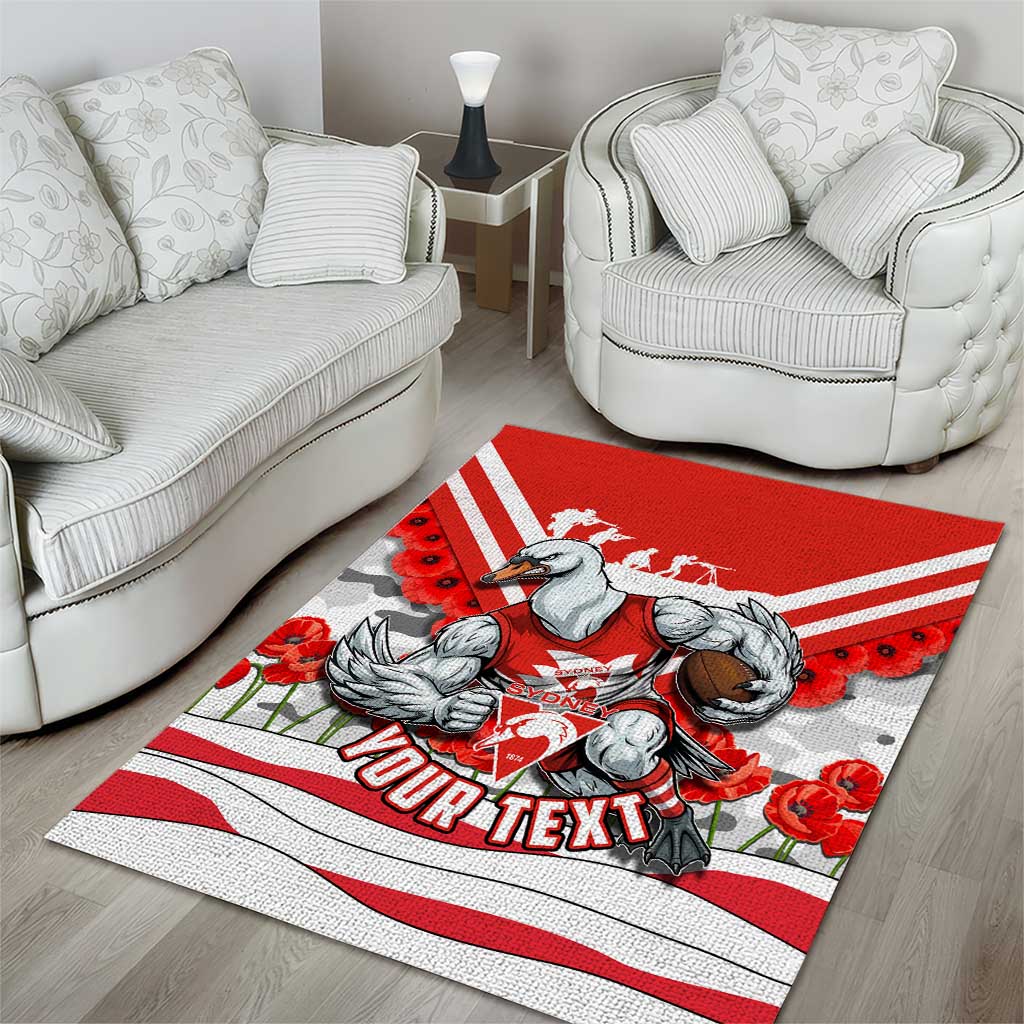 Personalised Sydney Swans ANZAC Area Rug Military Remembrance Australian Football Mascot Camouflage