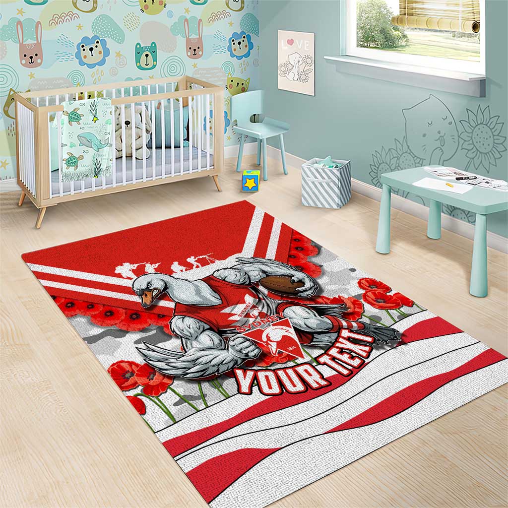 Personalised Sydney Swans ANZAC Area Rug Military Remembrance Australian Football Mascot Camouflage