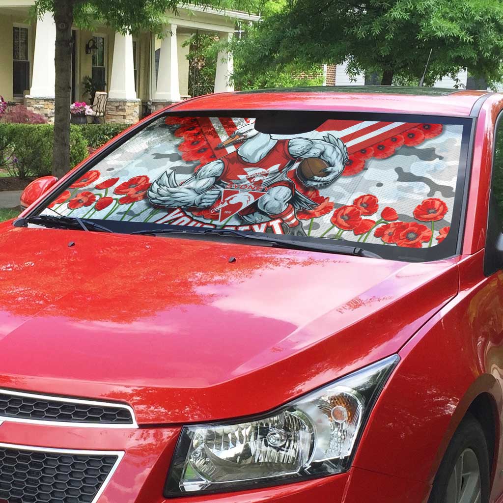 Personalised Sydney Swans ANZAC Auto Sun Shade Military Remembrance Australian Football Mascot Camouflage