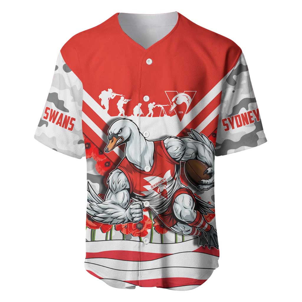 Personalised Sydney Swans ANZAC Baseball Jersey Military Remembrance Australian Football Mascot Camouflage