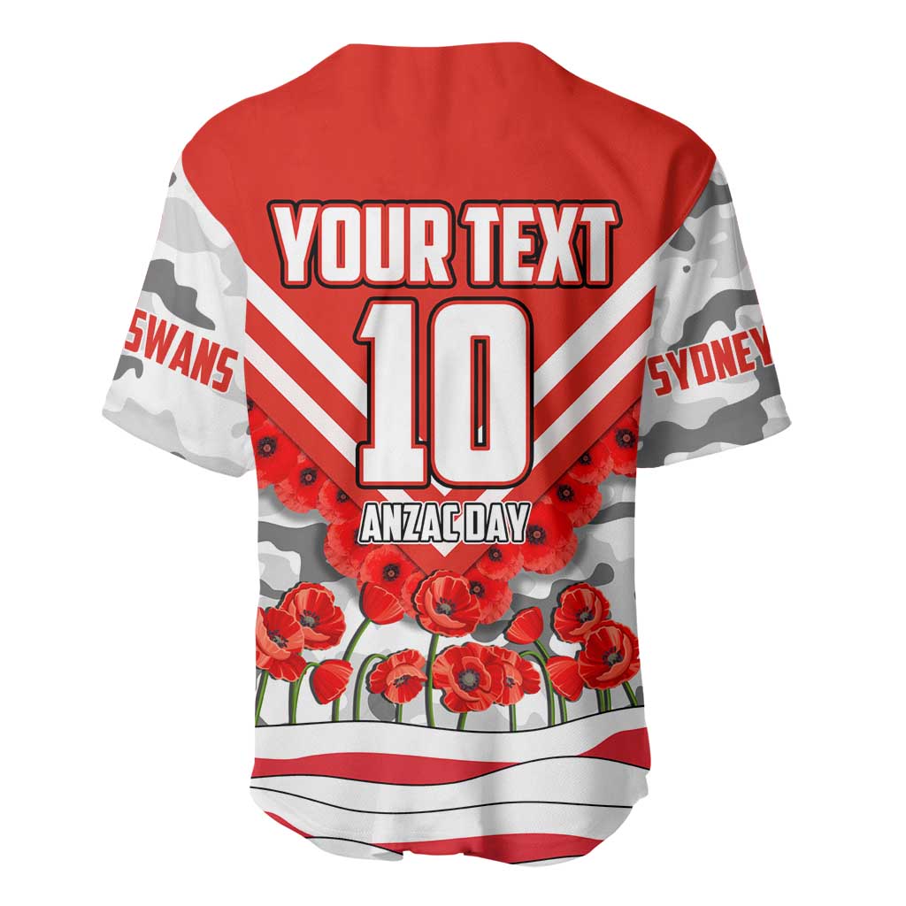 Personalised Sydney Swans ANZAC Baseball Jersey Military Remembrance Australian Football Mascot Camouflage
