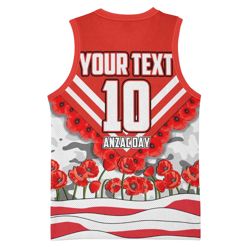 Personalised Sydney Swans ANZAC Basketball Jersey Military Remembrance Australian Football Mascot Camouflage