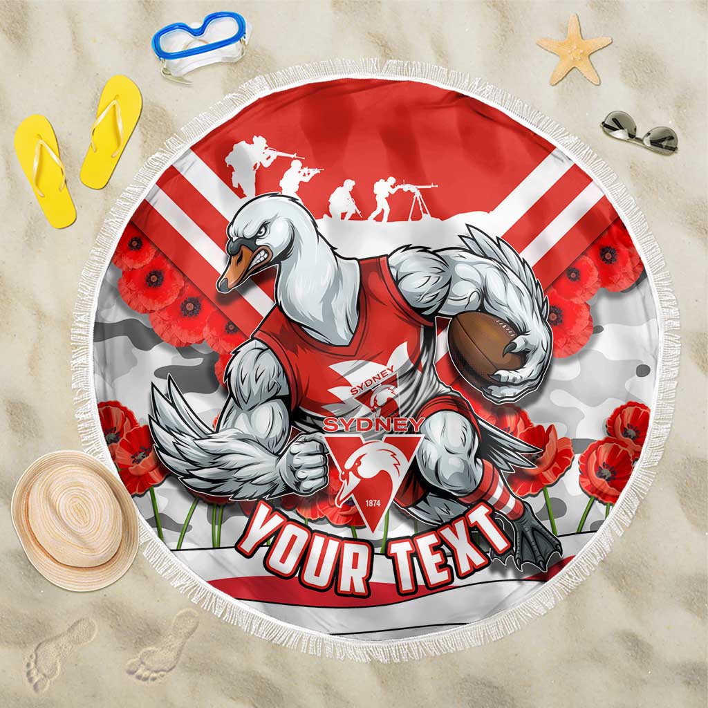 Personalised Sydney Swans ANZAC Beach Blanket Military Remembrance Australian Football Mascot Camouflage