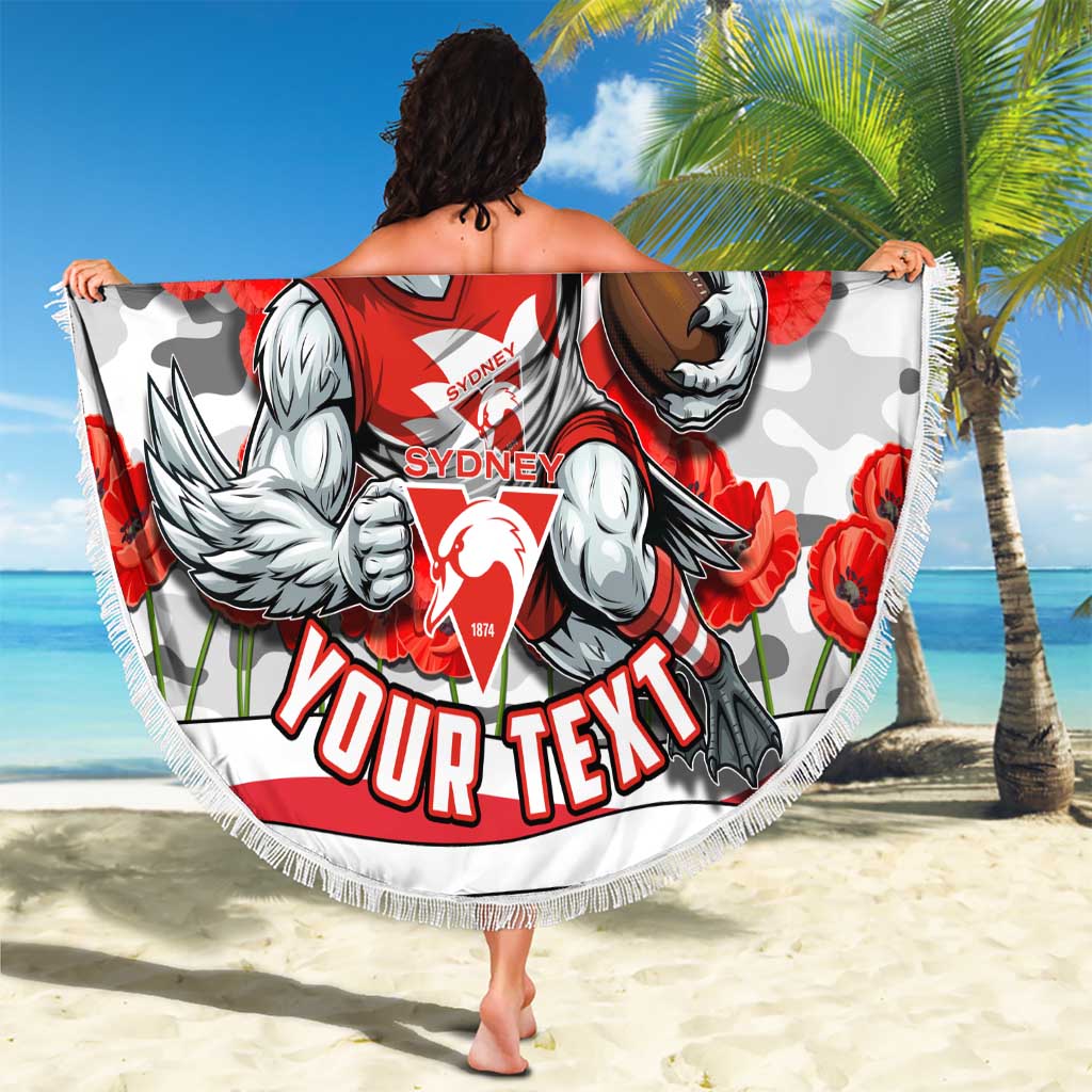 Personalised Sydney Swans ANZAC Beach Blanket Military Remembrance Australian Football Mascot Camouflage