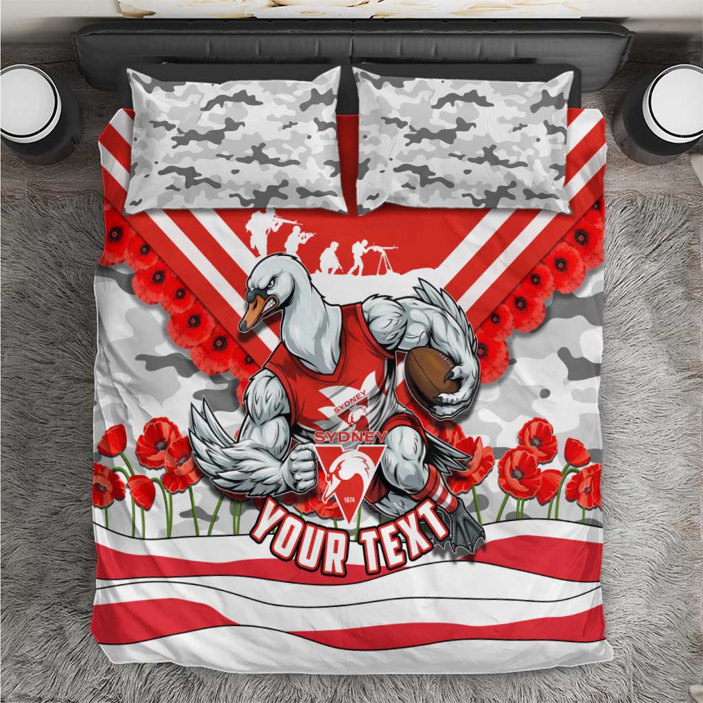 Personalised Sydney Swans ANZAC Bedding Set Military Remembrance Australian Football Mascot Camouflage